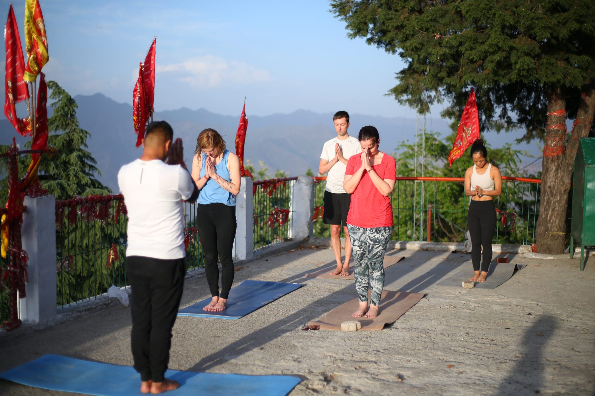 Morning practice at the hilltop temple