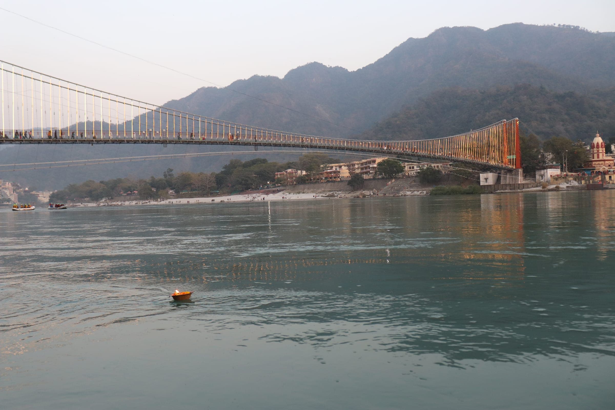 The suspension bridge at dusk