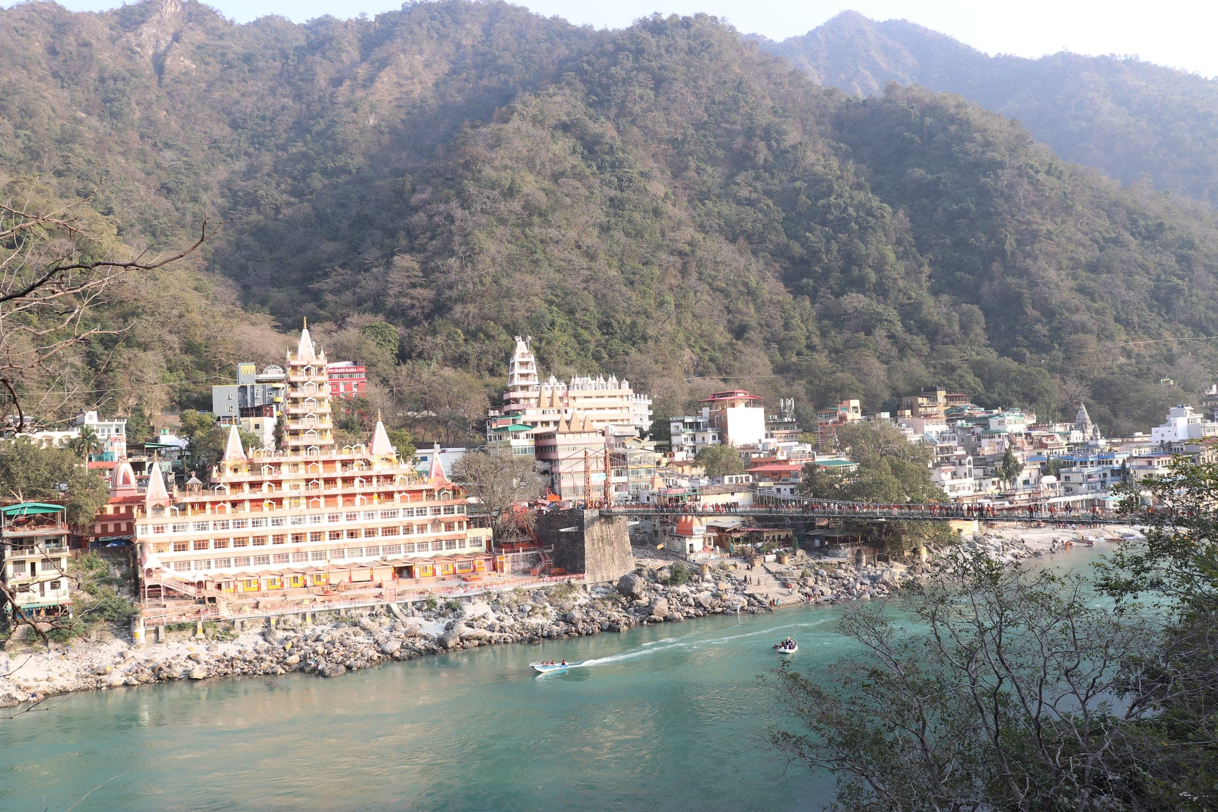 The temple standing above the Ganga