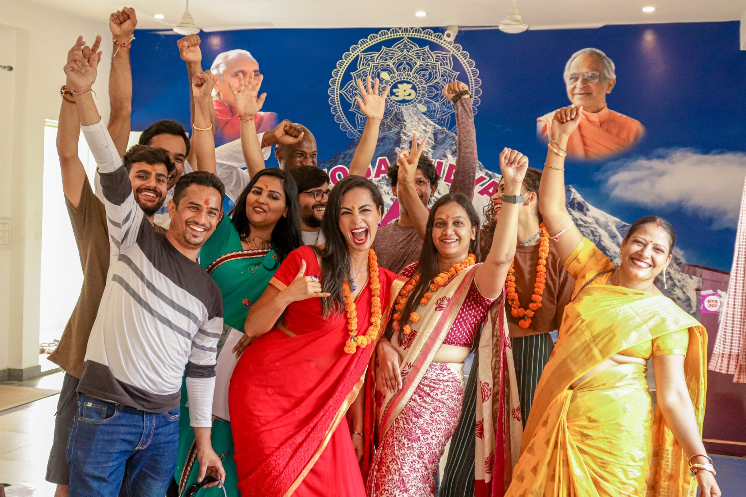 Arms in the air at the certificate ceremony