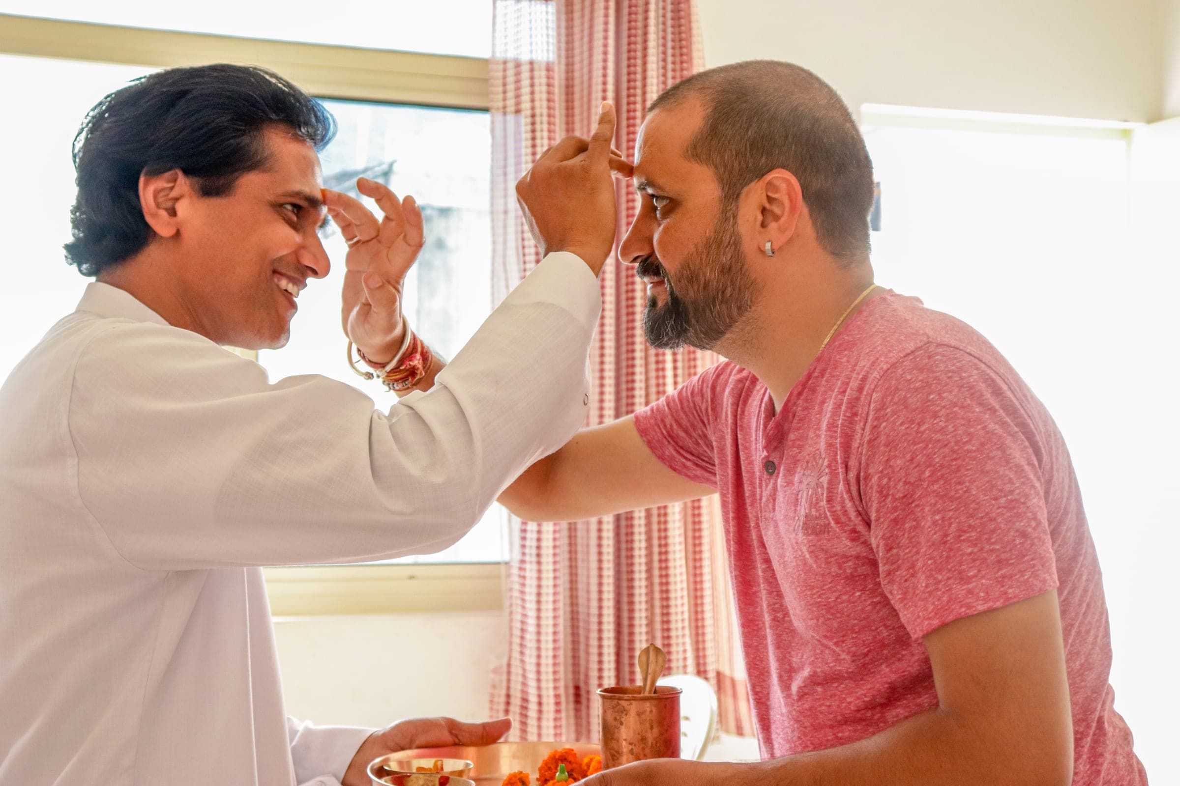 A tilak applied on the last day of the course