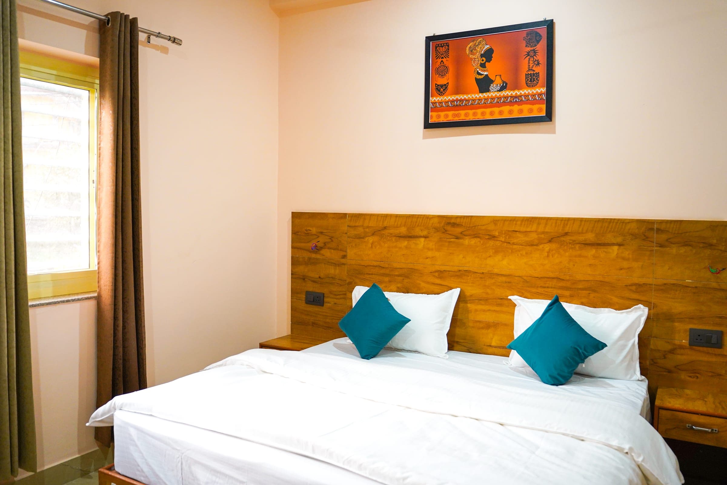 A private room with air-conditioning, made up for arrival