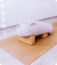 Bolster for yoga postures in 100 hour yoga TTC in Rishikesh