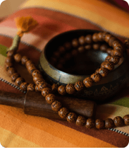Japa mala used for meditation in 100 hour yoga teacher training Rishikesh