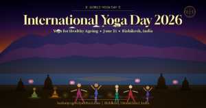 International Yoga Day 2026 – Diverse yoga practitioners at sunrise on the Ganges River, Rishikesh, India